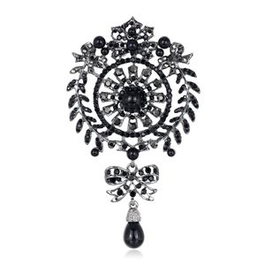 Grandes broches en cristal strass pour femmes, broches en forme de goutte de perles, décoration de bijoux à la mode pour mariage