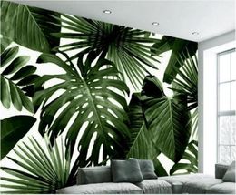 Grote aangepaste po wallpapers retro tropisch regenwoud Palm Basho Leaf woonkamer slaapkamer tv -achtergrond Wall29573708972364
