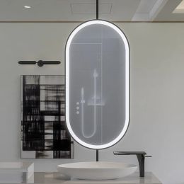 Grand capteur d'éclair de salle de bain ovale suspendu personnalisé Capteur de miroir en pleine longueur art coiffeur en espace de salle de bain LED LED