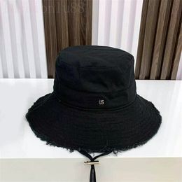 Grand chapeau de créateur mode femme luxe chapeau coton classique le bob cappello été extérieur métal lettre effiloché bord ket chapeau pour hommes plage C23