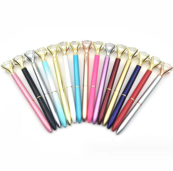 Pen bolígrafo de cristal de diamante grande regalo de Navidad de bolsas brillantes Pen Stationery Office Regalos de negocios de 1,0 mm Metal Nib Point Point Point