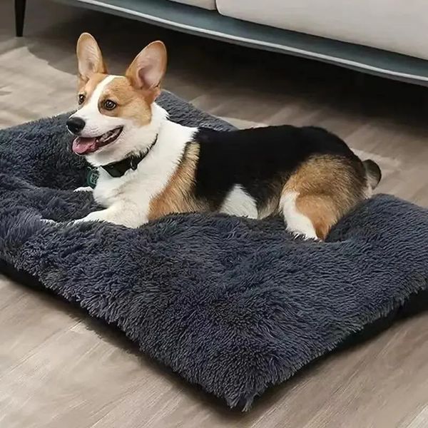 Grand lit pour chien lavable en peluche lit pour animaux de compagnie Anti-anxiété coussin chaud pour chien tapis de couchage tapis pour animaux de compagnie confortables pour petits chiens de taille moyenne 240123