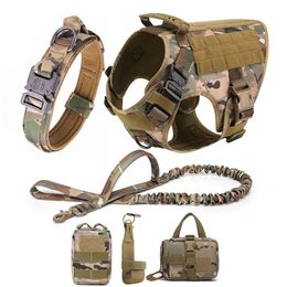 Grand collier de chien harnais et laisse de chien militaire ensemble gilet de formation pour animaux de compagnie tactique berger allemand K9 harnais pour petits chiens 240115