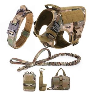 Grand collier de chien harnais militaire et laisse ensemble gilet d'entraînement pour animaux de compagnie tactique berger allemand K9 harnais pour petits chiens 231225