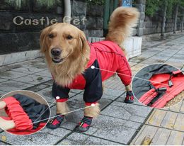 Grand chien Raincoat Tissu imperméable Vêtements beaux vêtements avec Cap Labrador Samoye Golden Retriever Big Dog Raincoat Chubasquero Perro5233011
