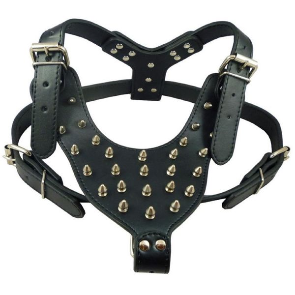 Harnais en cuir PU pour grands chiens, Rivets à pointes cloutées pour chiens de grande race Pitbull, produits pour animaux de compagnie 287e