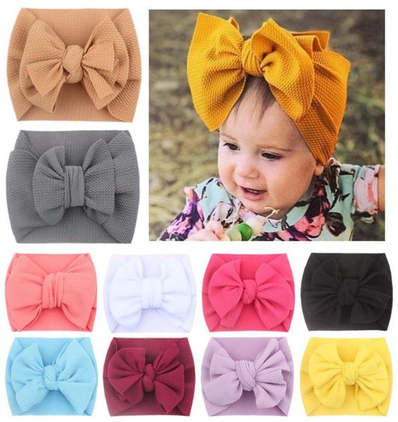 Diadema grande de doble capa con lazo para el cabello para niñas, lindas diademas elásticas para bebés, diademas de turbante sólido para niños, accesorios para el cabello de verano 5340456