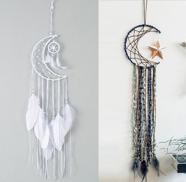Grand receveur de rêve Half Moon Shape Kild Wall Hanging Decoration Handmade White Feather Dream Catchers for Wedding Craft Gift6366847