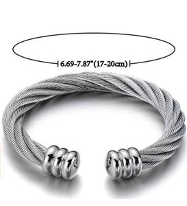 Grote elastische verstelbare roestvrijstalen draai manchet bangle armband voor mannen vrouwen sieraden zilvergouden7163096