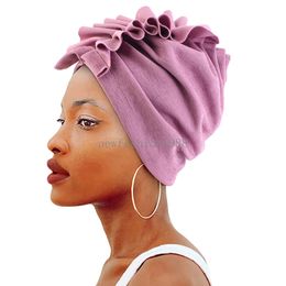 Grand foulard à fleurs et chapeau avec oreilles en bois pour femmes, bonnet de couleur unie, Turban populaire, chapeau de chimiothérapie