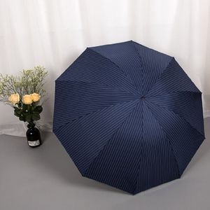 Grote opvouwbare paraplu regen windbestendig compact licht buiten retro gestreepte matte handvat anti-uv winddichte reizen auto sterke beschermbare parasols JY0549