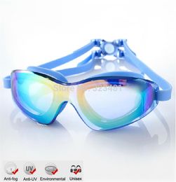 Groot Frame Gel Siliconen Anit Fog Zwembril AntiUV Zwembad Trainingsbril Mannen Vrouwen Zwemmen eyewear175S2892527