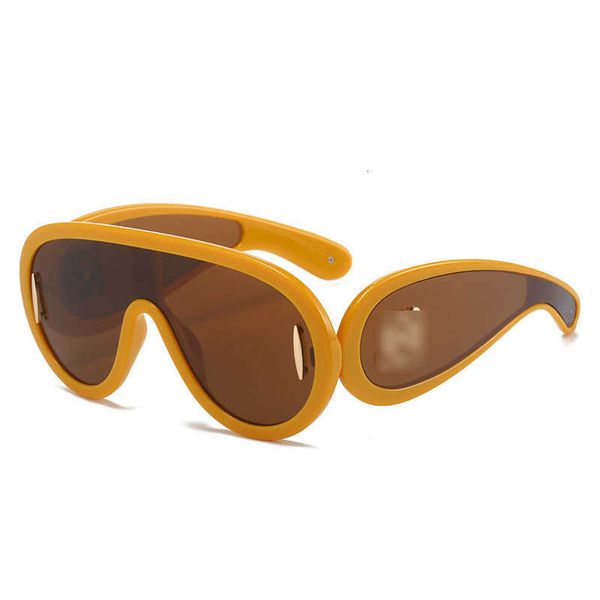 Gafas de sol con montura grande y sombrilla, gafas de sol grandes con decoración facial para hombres y mujeres, gafas de sol con espejo de sapo a la moda