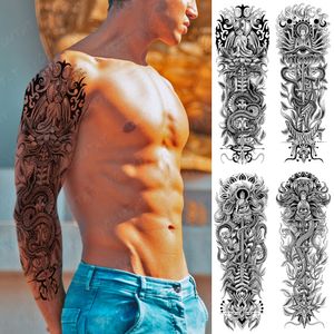 Grand bras complet manches tatouage japonais Shakyamuni bouddha étanche temporaire Tatoo autocollant Totem hommes femmes Style asiatique Tatto