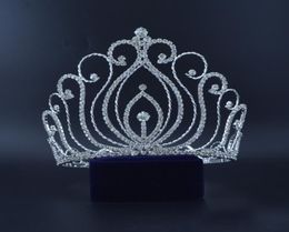 Grandes jolies couronnes pour concours de concours, accessoires de cheveux en cristal avec strass autrichiens pour spectacle de fête 024325045316