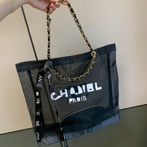 Grand sac de plage Duffel Gauze pour femmes - sac à main transparent avec une pochette cosmétique pour faire du shopping