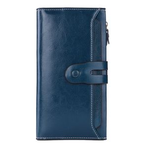 Grand porte-cartes amovible en cuir véritable, pochette longue pour téléphone, portefeuilles pour pièces de monnaie