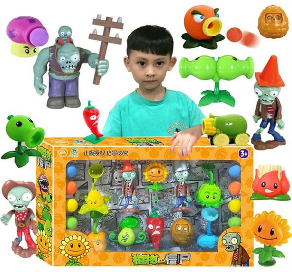 Grandes plantas genuinas vs zombies juguetes 2 conjunto completo de niños suave silicona anime figura niños039s muñecas niños cumpleaños juguete regalo3736831