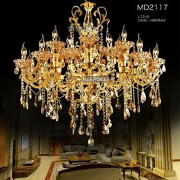 Grand lustre en Cristal doré, luminaire suspendu luxueux pour projet el Fast 217B