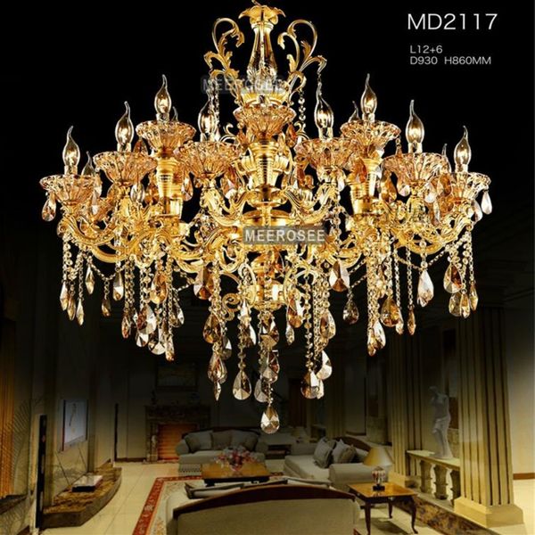 Grand lustre en Cristal doré, luminaire suspendu luxueux pour projet el Fast 2785