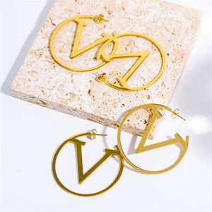 Grote gouden hoepel oorbellen Designer oorbel Love Earring Titanium staal mode Big Circle Stud Good Luxury Street Hoop Earring sieraden voor dames trendy sieraden