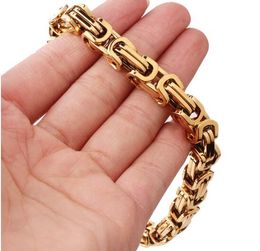 Groot vergulde roestvrijstalen coole fietser vierkante Byzantijnse ketting 8mm 24 '' zware enorme sieraden voor herenholidy geschenken