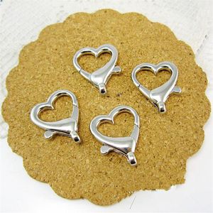 Grote goede kwaliteit antiek brons zilver toon hartvorm karabijnhaken connector hanger charme vinden DIY accessoire Jewell2327
