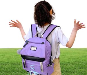 Grands sacs à dos verts sac à dos pour les femmes pour les adolescentes sacs usb école canvas Middle Junior High College Bagpack7049651
