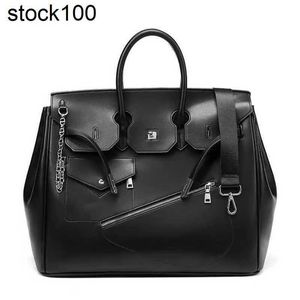 Grand sac à main Hac fait main 50cm fourre-tout haut de gamme 50 Cm motif noir pour petit marché Bk cuir véritable