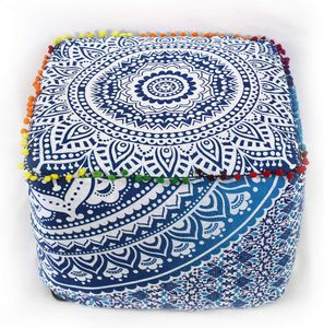 Grand hippie mandala méditation oreiller pouf housse de pouf carré bohémien cercle coussin de sol étui cheminée extérieure yoga salon décor