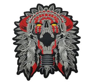 GROTE GEHOORNDE CHIEF DEATH SCHEDEL INDISCHE MOTORFIETS BIKER ACHTERPATCH 11quot MC RIDER Vest Patch6767713