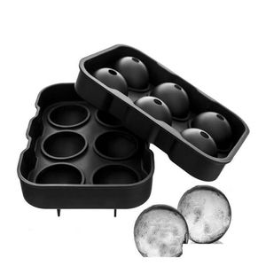 Grand Ice Cube Maker Moule à Glace en Silicone 6 Cellule Grande Sphère Ice Ball Cube Plateau Whisky Vin Cocktail Party Bar Accessoires Barware Y1224Q