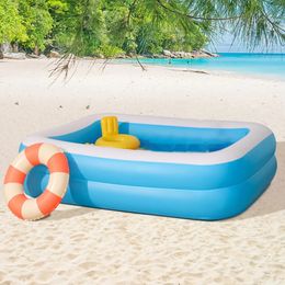Gran piscina inflable 2 piscinas para adultos Familia Bañera rectangular Juegos de agua interior al aire libre Niños 240407