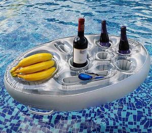Flotador inflable grande para piscina, barra de servicio, fiesta de agua, portavasos flotante para bebidas, posavasos de agua, bandeja de frutas, Alkingline