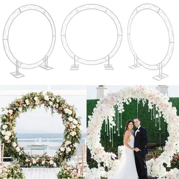 Grand fer arc de mariage accessoires toile de fond cercle ballon arc pour cérémonie fête proposition anniversaire fond décoration 8.2ft 231220