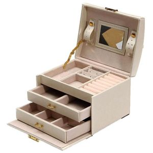 Grote sieradenverpakking Displaykast Kast Dressing Chest met sluitingen Armband Ring Organizer Draagtassen 328H