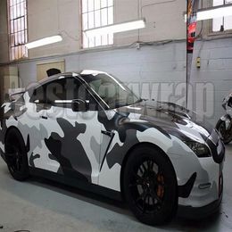 Grote Jumbo Camo VINYL Wrap zwart wit grijs Full Car Wrapping Camouflage Folie Stickers met lucht maat 1 52 x 30m Rol 5x98f268S