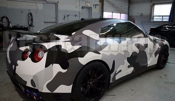 Grand Jumbo Camo VINYL Wrap noir blanc gris Full Car Wrapping Camouflage Graphic Sign Stickers avec air free / taille 1,52 x 30 m / Roll 5x98ft