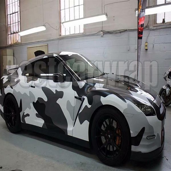 Grand Jumbo Camo VINYL Wrap noir blanc gris Full Car Wrapping Camouflage Foil Stickers avec air taille 1 52 x 30m Roll 5x98f220t