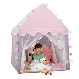 Grandes tentes pour enfants Tipi, maison de jeu pour bébé, jouet pour enfant, tente pliante de 135M, décor de chambre de château de princesse rose pour filles, 240223