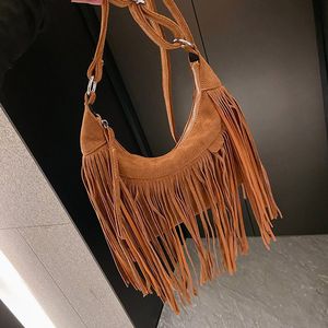 Grandes dames en daim frange gland sac de messager bohème Vintage Hobo sacs à bandoulière en cuir végétalien sac à main sac à main