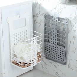Large Laundry Basket Plastic Foldable Laundry Basket for Dirty Clothes Toys Bag Organizer Wall-mounted Bathroom Toilet Basket 210316