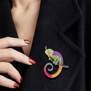 Grand lézard caméléon broche Animal manteau broche strass mode bijoux émail accessoires ornements 2 couleurs choisir GC1100