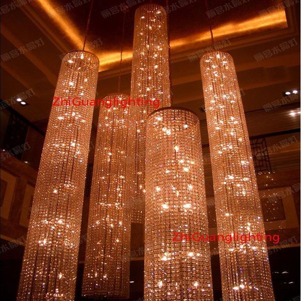 Grand Long lustre en cristal, luminaires led, lampe d'éclairage en cristal pour projet, couloir, escalier, chandeliers296a