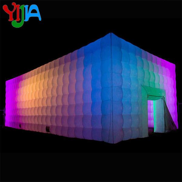 Carpa de cubo inflable blanca iluminada mágica grande con iluminación Led, sala de Club nocturno inflable móvil para eventos al aire libre