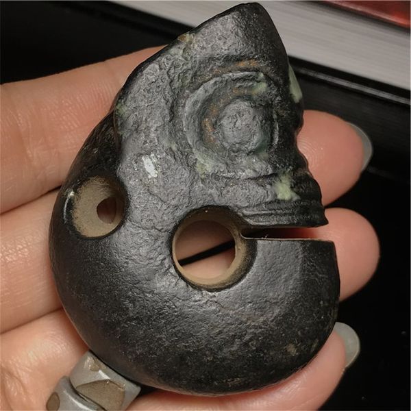 Grand champ magnétique, magnétite à peau noire, météorite en fer, Hongshan Jade, cochon Dragon, poignée pendentif