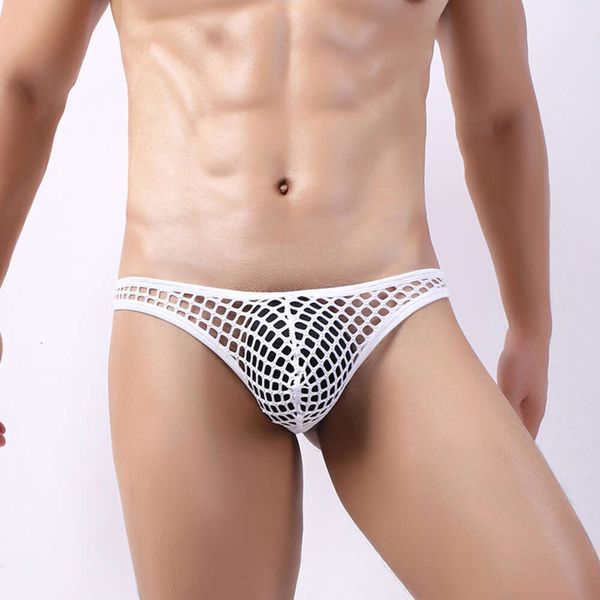Grand sous-vêtements masculins Sexy Semi Transparent maille U convexe creux filet de pêche pantalon en forme de T pour hommes 327809