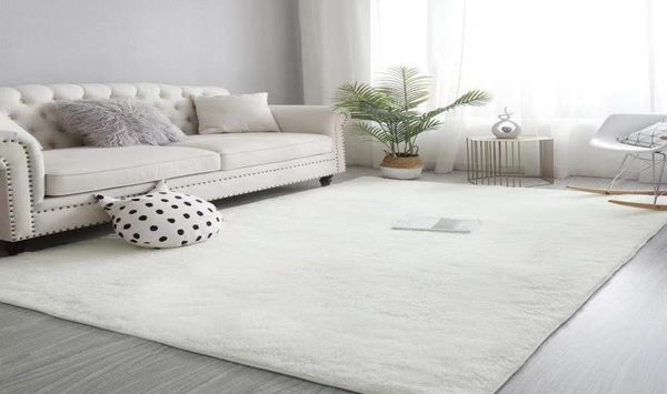 Grands tapis de salon modernes, blancs, soyeux, moelleux, pour chambre à coucher de fille, tapis d'entrée de maison, décoration de maison, tapis doux en fourrure3040244