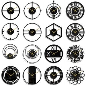 Reloj de pared grande y moderno, arte decorativo con números romanos, reloj silencioso clásico para interiores para decoración de sala de estar y oficina