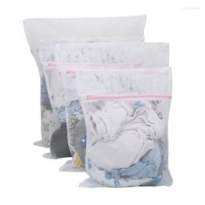 Grand sac de lavage en filet, lot de 4, linge à mailles grossières durables avec fermeture éclair pour vêtements délicats